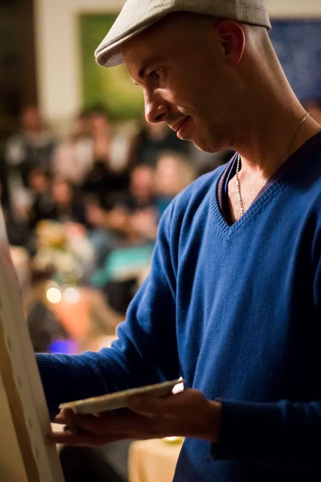 Pedro Honeker Gallinger painting live