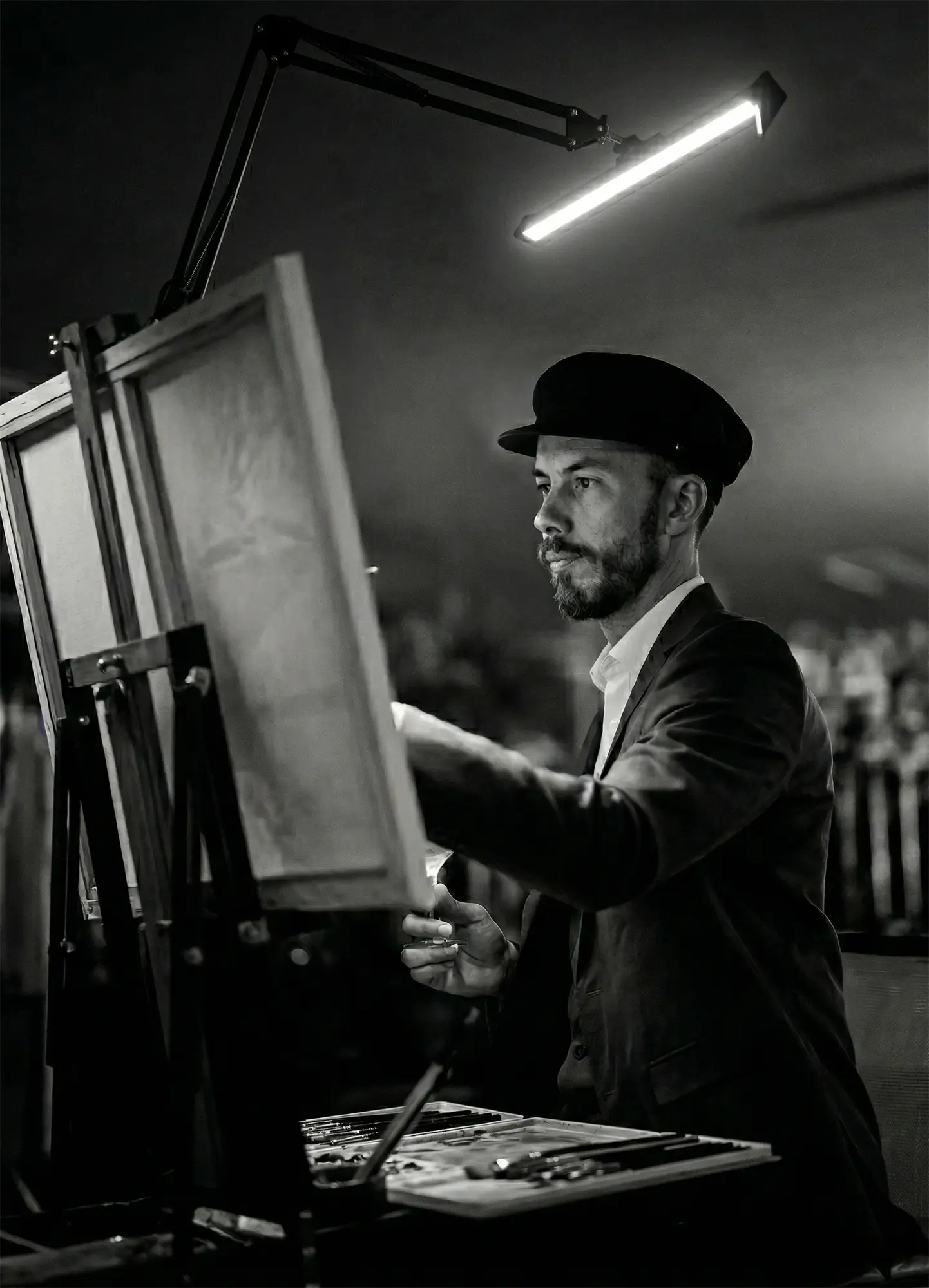 Pedro painting live on canvas